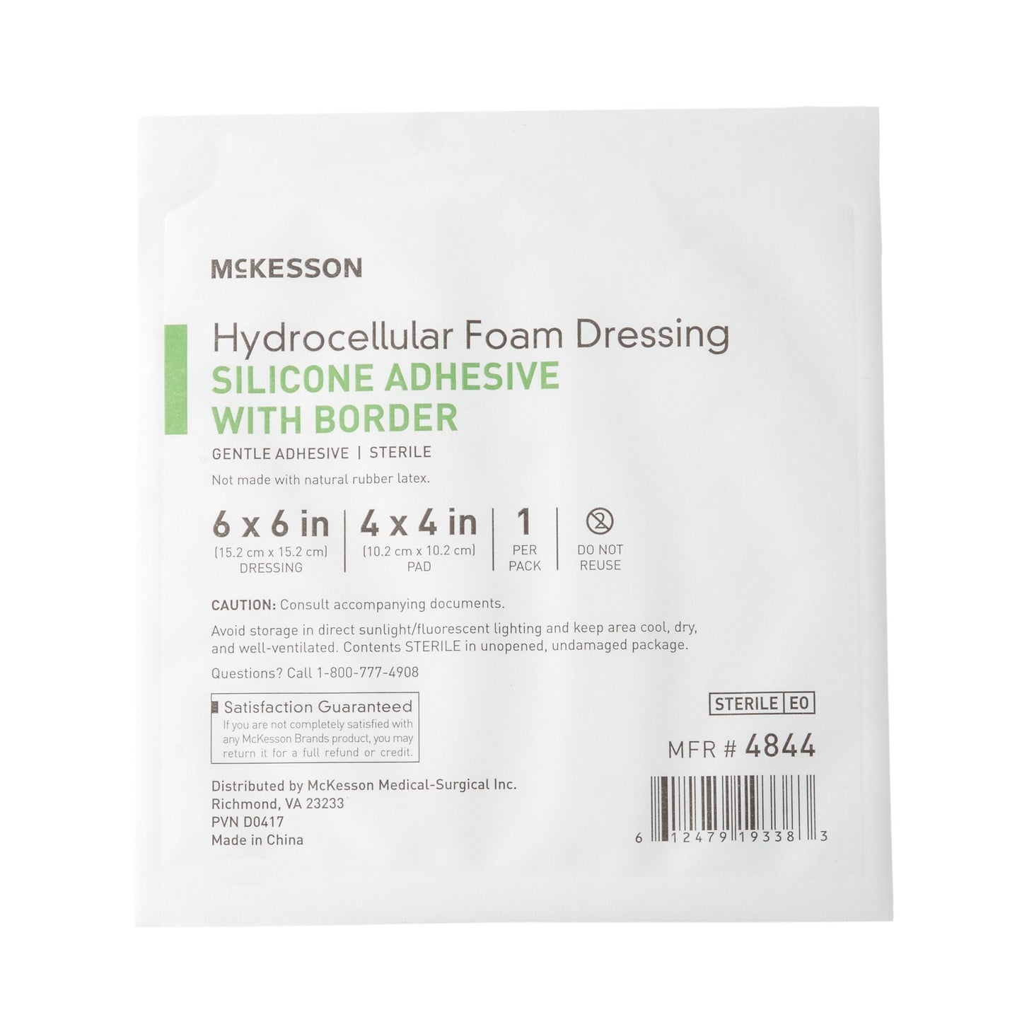 Foam Dressing McKesson 6 X 6 Inch With Border Film Backing Silicone Gel Adhesive Square Sterile