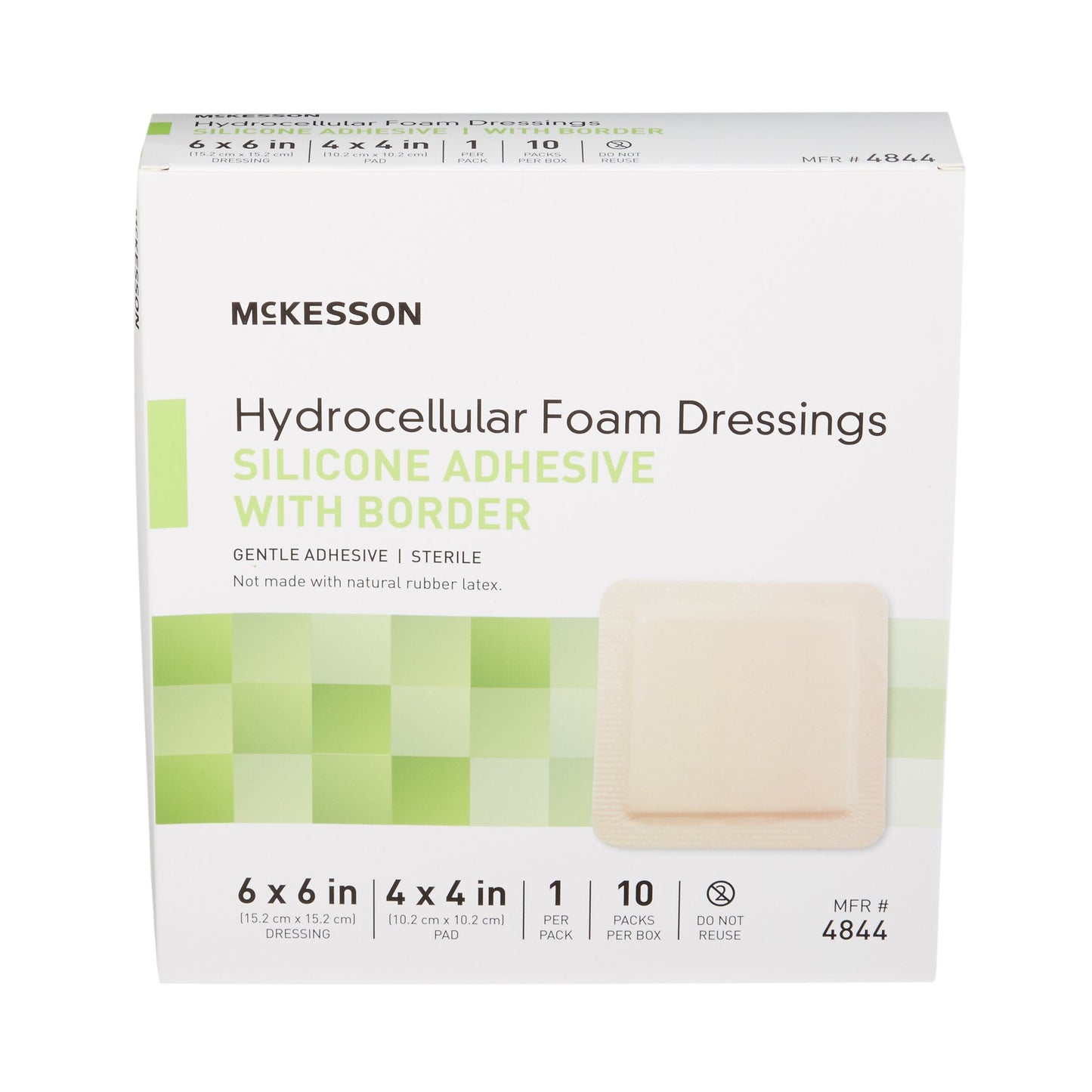 Foam Dressing McKesson 6 X 6 Inch With Border Film Backing Silicone Gel Adhesive Square Sterile