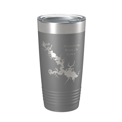 Western Branch Lake Reservoir Map Tumbler Travel Mug Insulated Laser Engraved Coffee Cup Suffolk Virginia 20 oz-16