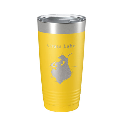 Grass Lake Map Tumbler Travel Mug Insulated Laser Engraved Coffee Cup Illinois 20 oz-19