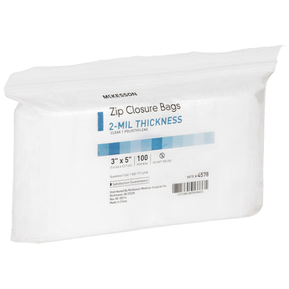 Reclosable Bag McKesson 3 X 5 Inch Polyethylene Clear Zipper Closure