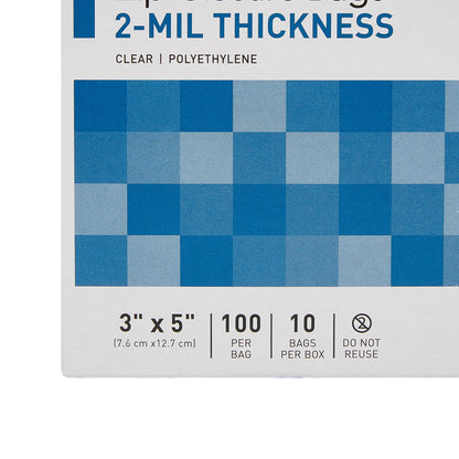 Reclosable Bag McKesson 3 X 5 Inch Polyethylene Clear Zipper Closure