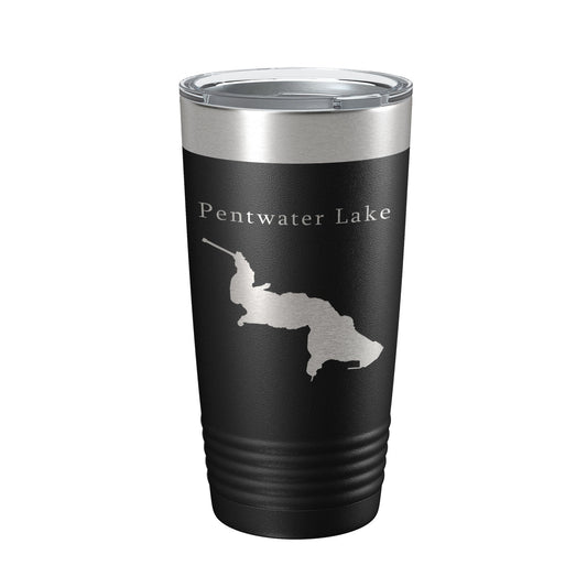 Pentwater Lake Map Tumbler Travel Mug Insulated Laser Engraved Coffee Cup Michigan 20 oz-0