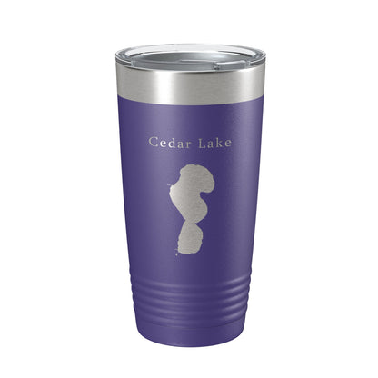 Cedar Lake Map Tumbler Travel Mug Insulated Laser Engraved Coffee Cup Indiana 20 oz-15