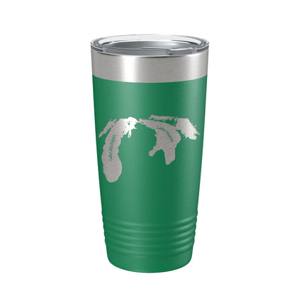 Lake Michigan-Huron Map Tumbler Travel Mug Insulated Laser Engraved Coffee Cup Illinois Wisconsin Indiana Michigan Ontario 20oz-9