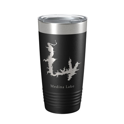 Medina Lake Map Tumbler Travel Mug Insulated Laser Engraved Coffee Cup Texas 20 oz-0