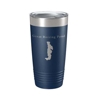 Great Herring Pond Tumbler Lake Map Travel Mug Insulated Laser Engraved Coffee Cup Massachusetts 20 oz-2