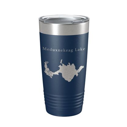 Meduxnekeag Lake Map Tumbler Travel Mug Insulated Laser Engraved Coffee Cup Maine 20 oz-2