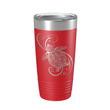 Sea Turtle Mandala Tumbler Travel Mug Insulated Laser Engraved Coffee Cup Turtle Zentangle Pattern Design Gift 20 oz-10