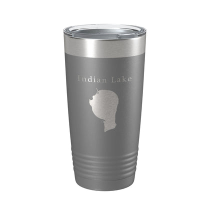 Indian Lake Map Tumbler Travel Mug Insulated Laser Engraved Coffee Cup Silver Creek Township Michigan 20 oz-16