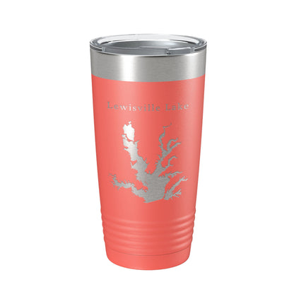 Lewisville Lake Map Tumbler Travel Mug Insulated Laser Engraved Coffee Cup Texas 20 oz-20
