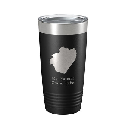 Mt. Katmai Crater Lake Map Tumbler Travel Mug Insulated Laser Engraved Coffee Cup Alaska 20 oz-0