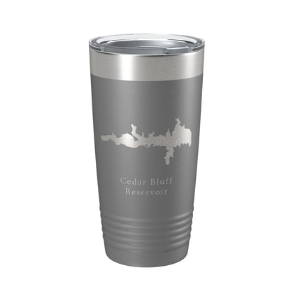 Cedar Bluff Reservoir Tumbler Lake Map Travel Mug Insulated Laser Engraved Coffee Cup Kansas 20 oz-16