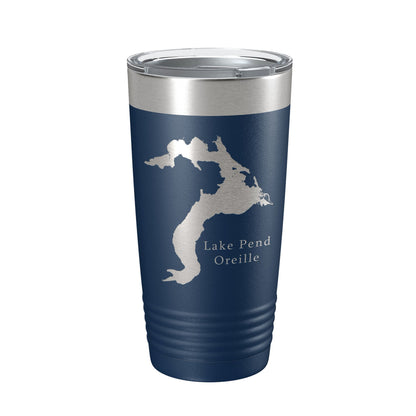 Lake Pend Oreille Map Tumbler Travel Mug Insulated Laser Engraved Coffee Cup Idaho 20 oz-2