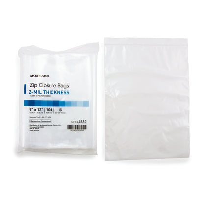 Reclosable Bag McKesson 9 X 12 Inch Polyethylene Clear Zipper Closure