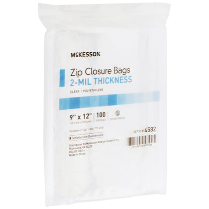 Reclosable Bag McKesson 9 X 12 Inch Polyethylene Clear Zipper Closure