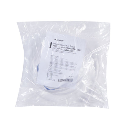 NonRebreather Oxygen Mask McKesson Elongated Style Adult One Size Fits Most Adjustable Head Strap / Nose Clip