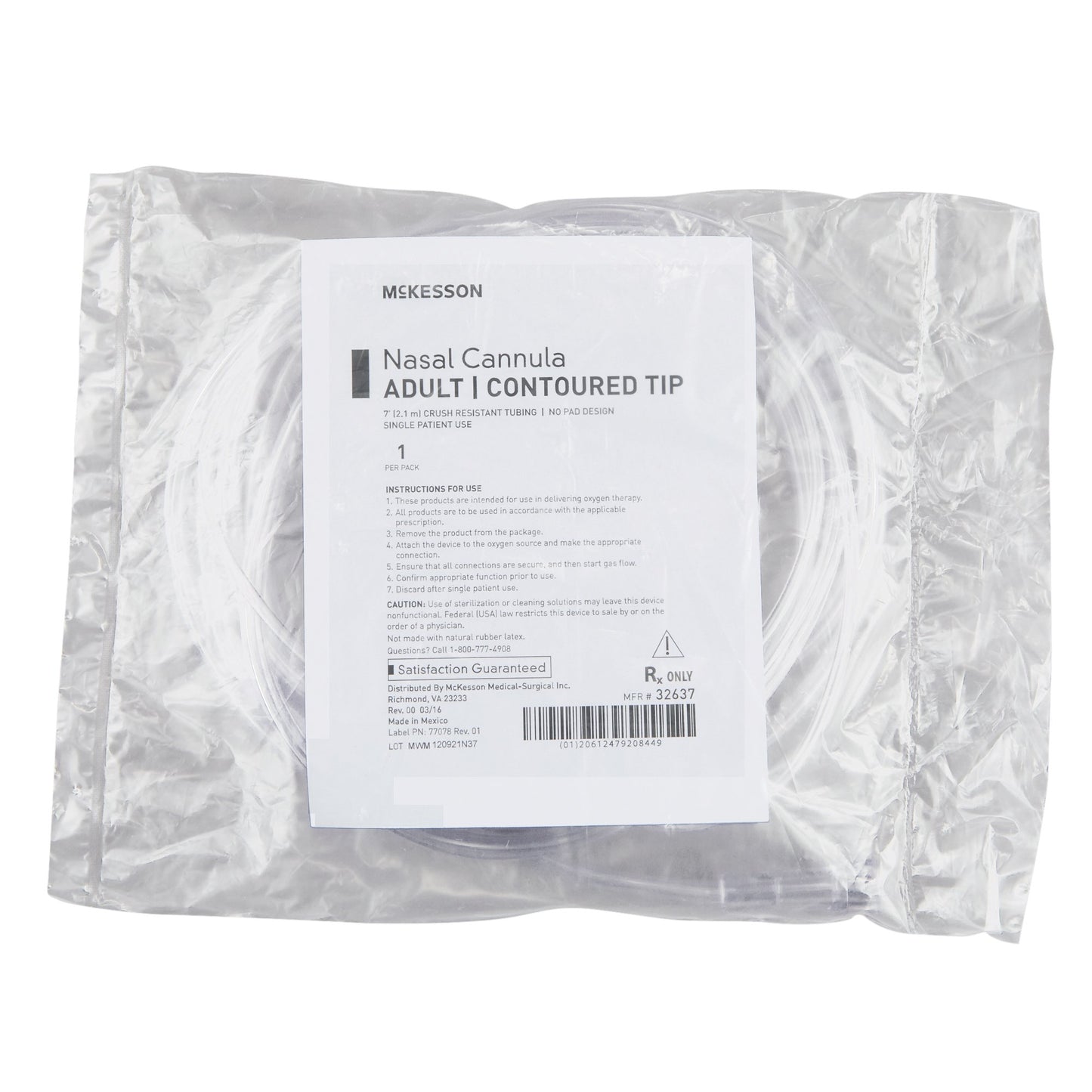 Nasal Cannula McKesson Adult Curved Prong / NonFlared Tip 7 Foot O2 Line