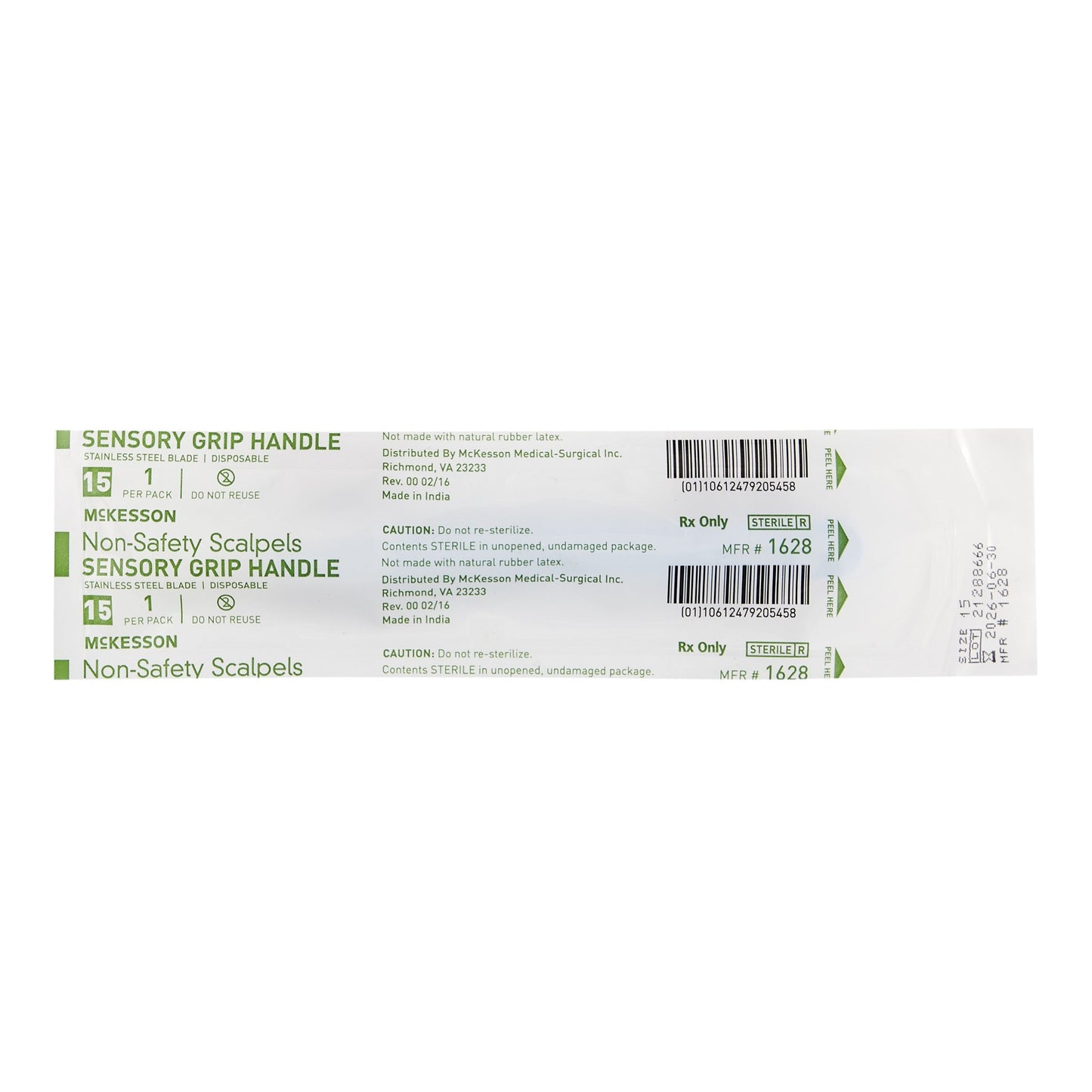Scalpel McKesson No. 15 Stainless Steel / Plastic Sensory Grip Handle Sterile Disposable