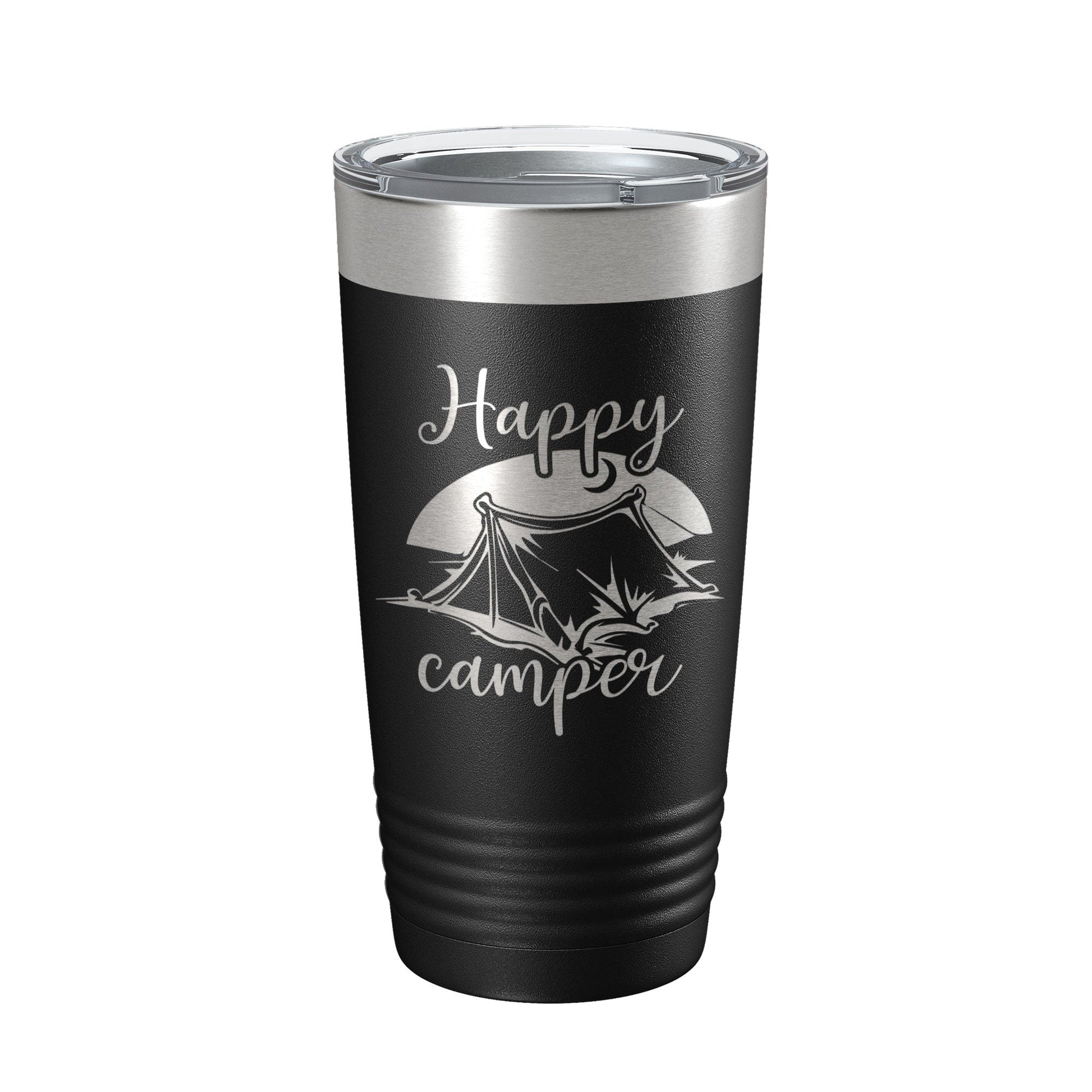 Happy Camper Tumbler Travel Mug Gift Insulated Laser Engraved Coffee Cup 20 oz-0