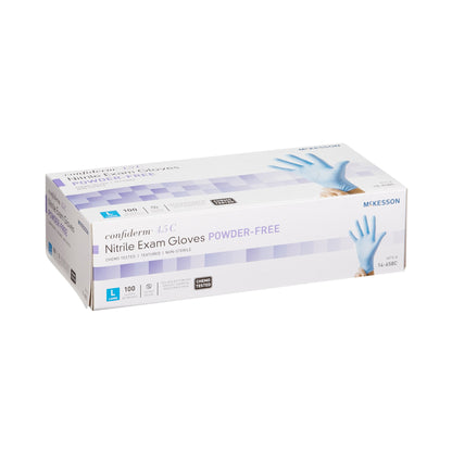 Exam Glove McKesson Confiderm® 4.5C Large NonSterile Nitrile Standard Cuff Length Textured Fingertips Blue Chemo Tested