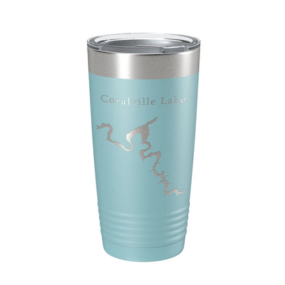 Coralville Lake Map Tumbler Travel Mug Insulated Laser Engraved Coffee Cup Iowa River 20 oz-13