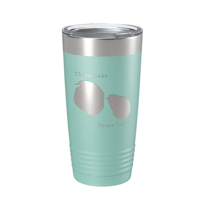 Third and Druce Lakes Map Tumbler Travel Mug Insulated Laser Engraved Coffee Cup Mill Creek Illinois 20 oz-12