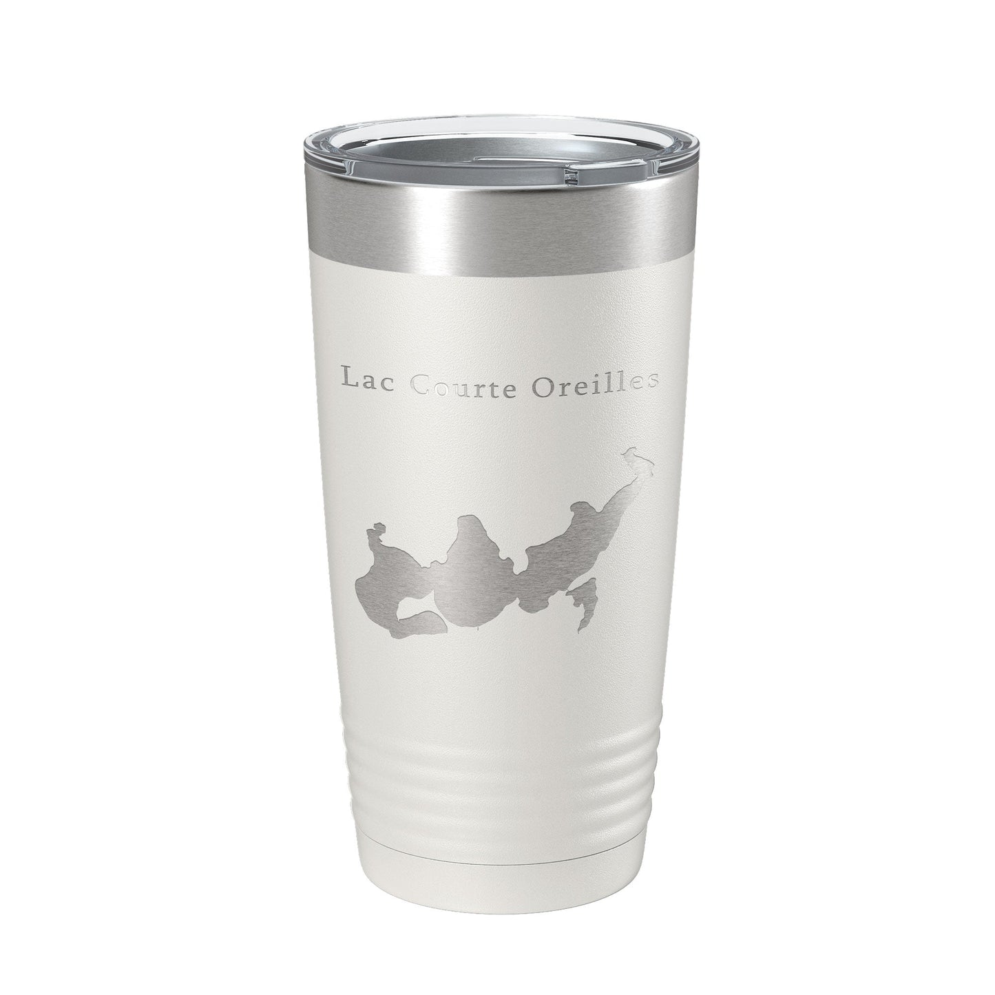 Lac Courte Oreilles Tumbler Lake Map Travel Mug Insulated Laser Engraved Coffee Cup Wisconsin 20 oz-1
