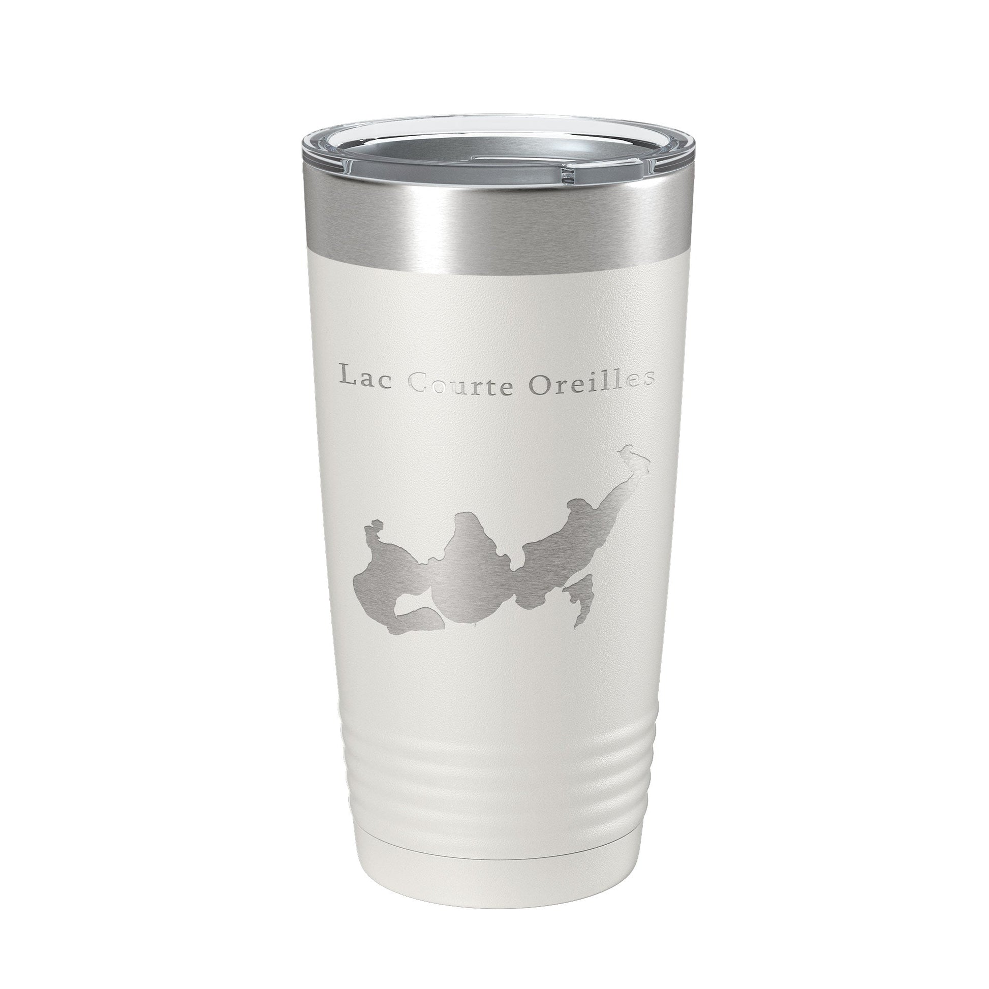 Lac Courte Oreilles Tumbler Lake Map Travel Mug Insulated Laser Engraved Coffee Cup Wisconsin 20 oz-1