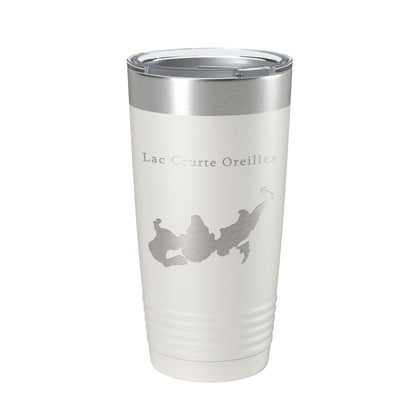 Lac Courte Oreilles Tumbler Lake Map Travel Mug Insulated Laser Engraved Coffee Cup Wisconsin 20 oz-1