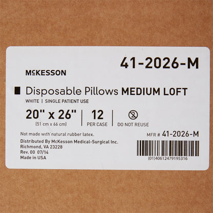 Bed Pillow McKesson 20 X 26 Inch White Single Patient Use