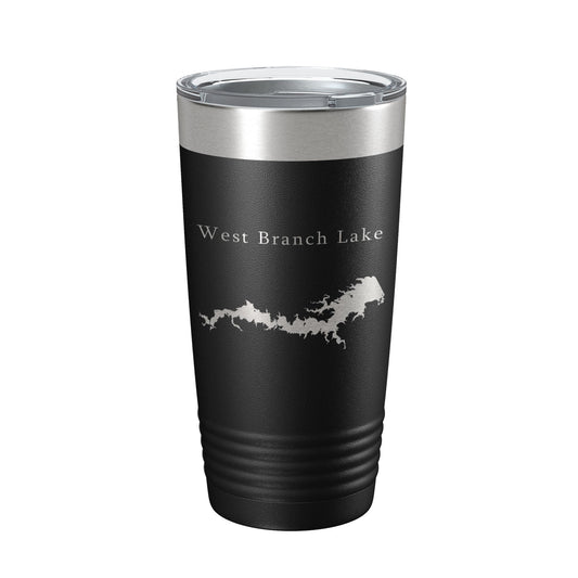 West Branch Lake Map Tumbler Travel Mug Insulated Laser Engraved Coffee Cup Ohio 20 oz-0