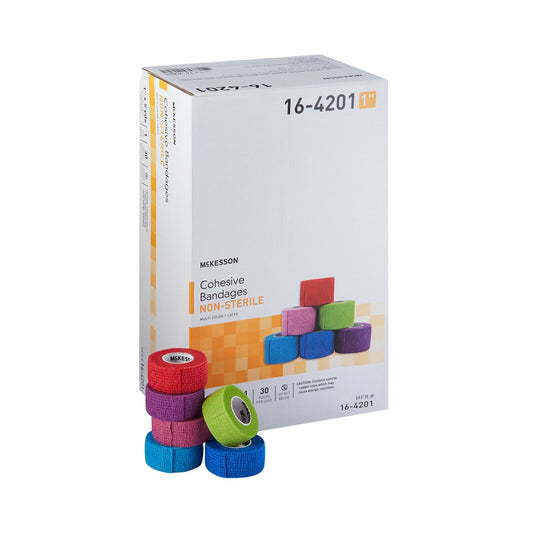 Cohesive Bandage McKesson 1 Inch X 5 Yard Self-adherent Closure Purple / Pink / Green / Light Blue / Royal Blue / Red NonSterile Standard Compression
