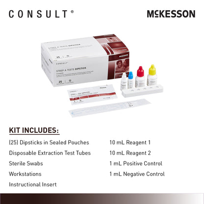 Respiratory Test Kit McKesson Consult™ Strep A Test 25 Tests CLIA Waived
