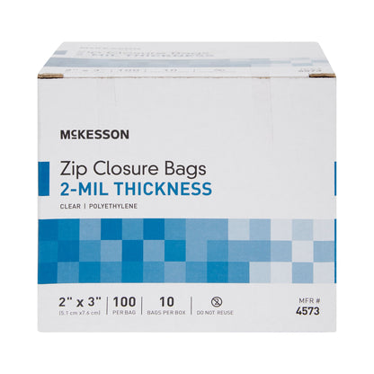 Reclosable Bag McKesson 2 X 3 Inch Polyethylene Clear Zipper Closure
