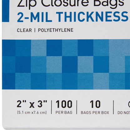 Reclosable Bag McKesson 2 X 3 Inch Polyethylene Clear Zipper Closure