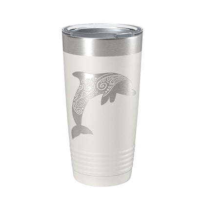 Dolphin Zentangle Tumbler Travel Mug Insulated Laser Engraved Coffee Cup Dolphin Mandala Gift Pattern Design 20 oz-7