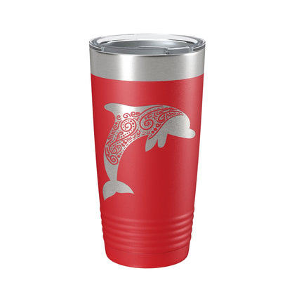 Dolphin Zentangle Tumbler Travel Mug Insulated Laser Engraved Coffee Cup Dolphin Mandala Gift Pattern Design 20 oz-10