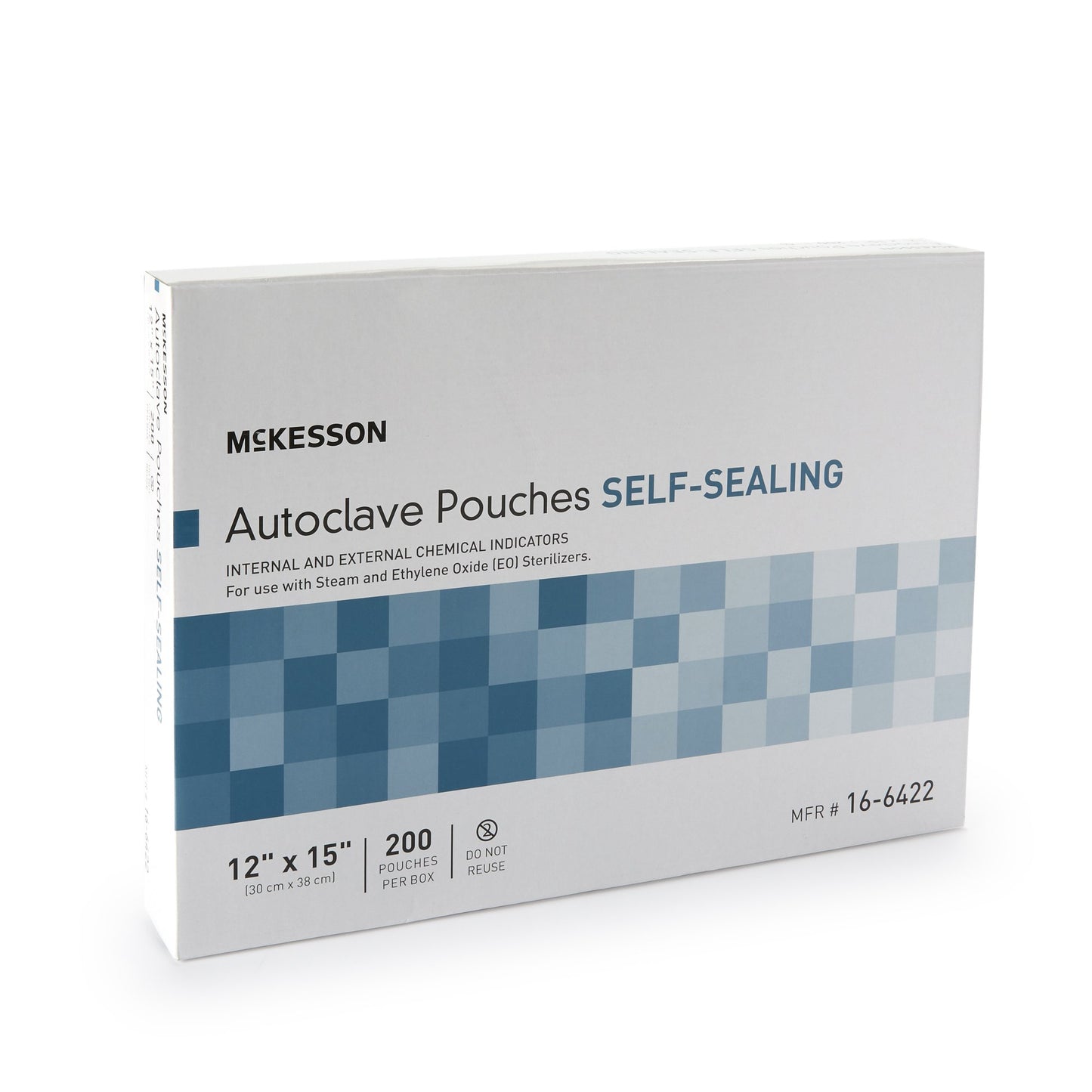 Sterilization Pouch McKesson Ethylene Oxide (EO) Gas / Steam 12 X 15 Inch Transparent Blue / White Self Seal Paper / Film