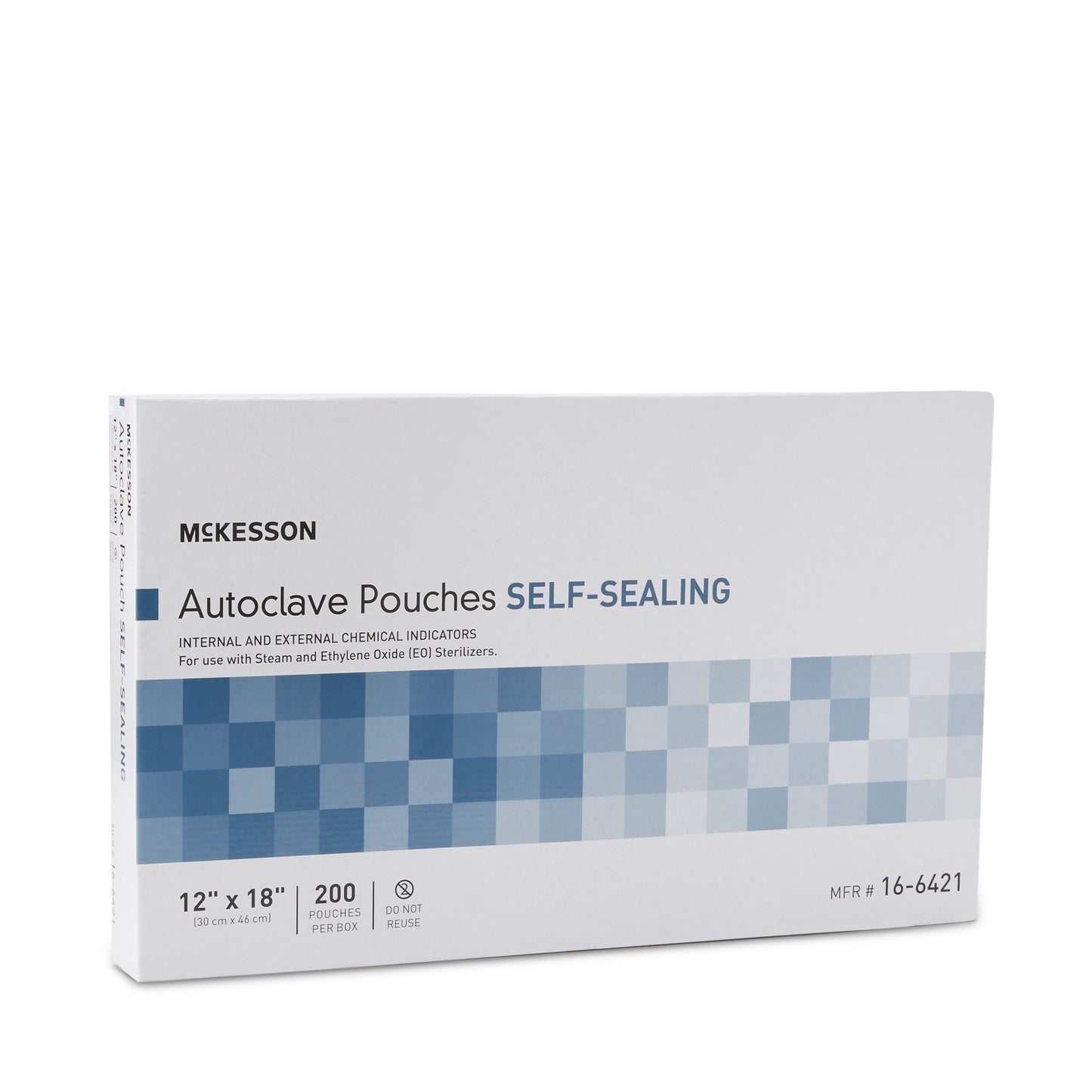 Sterilization Pouch McKesson Ethylene Oxide (EO) Gas / Steam 12 X 18 Inch Transparent Blue / White Self Seal Paper / Film