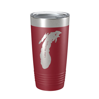 Lake Michigan Map Tumbler Travel Mug Insulated Laser Engraved Coffee Cup Illinois Wisconsin Indiana Michigan 20 oz-18