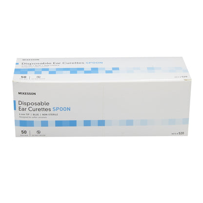 Ear Curette McKesson Handle with Grooves 4 mm Tip Curved Tip