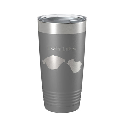 Twin Lakes Map Tumbler Travel Mug Insulated Laser Engraved Coffee Cup Lewiston Montmorency County Michigan 20 oz-16