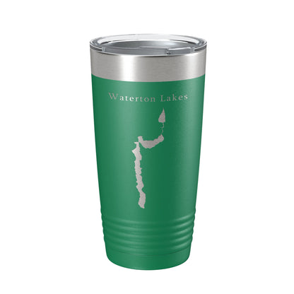 Waterton Lakes Upper Middle Lower Map Tumbler Travel Mug Insulated Laser Engraved Coffee Cup Montana Alberta 20 oz-9
