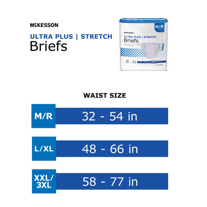 Unisex Adult Incontinence Brief McKesson Ultra Plus Stretch 2X-Large / 3X-Large Disposable Heavy Absorbency