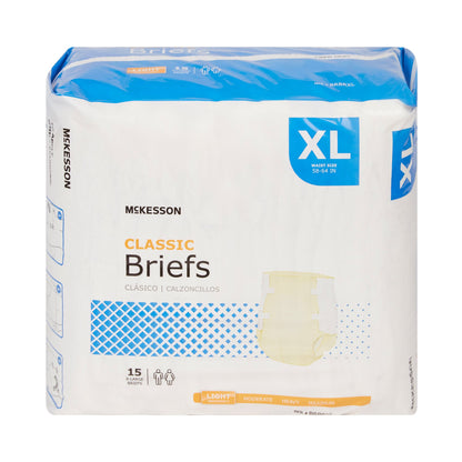 Unisex Adult Incontinence Brief McKesson Classic X-Large Disposable Light Absorbency