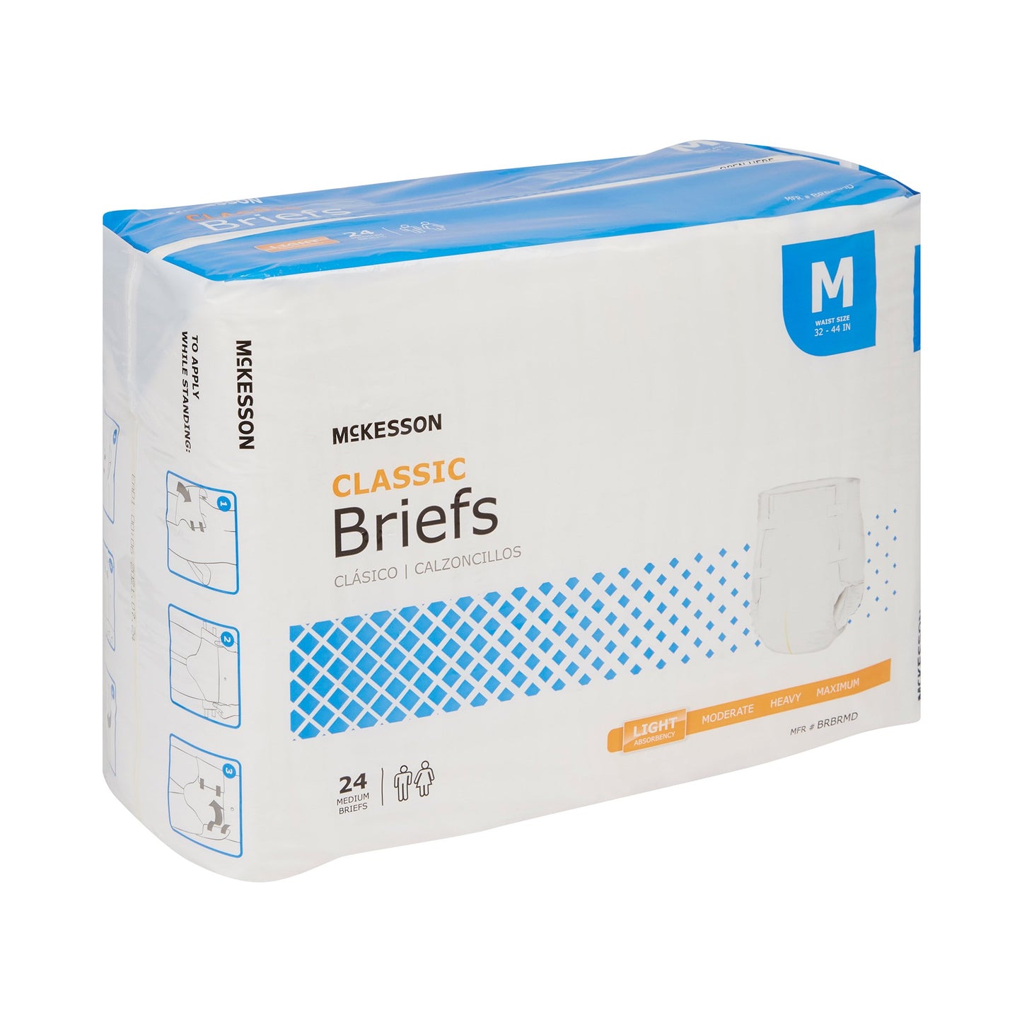 Unisex Adult Incontinence Brief McKesson Classic Medium Disposable Light Absorbency