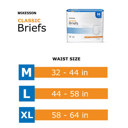 Unisex Adult Incontinence Brief McKesson Classic Medium Disposable Light Absorbency