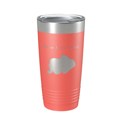 Base Line Lake Map Tumbler Travel Mug Insulated Laser Engraved Coffee Cup Huron River Chain of Lakes Michigan 20 oz-20