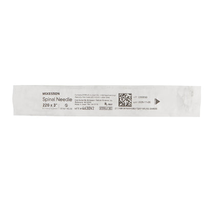 Spinal Needle McKesson Quincke Style 22 Gauge 3 Inch Sterile